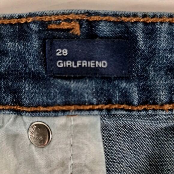 Gap Girlfriend Jeans Womens 28 Blue Dark Wash Stretch Denim Mid Rise Crop Pants - Picture 4 of 14